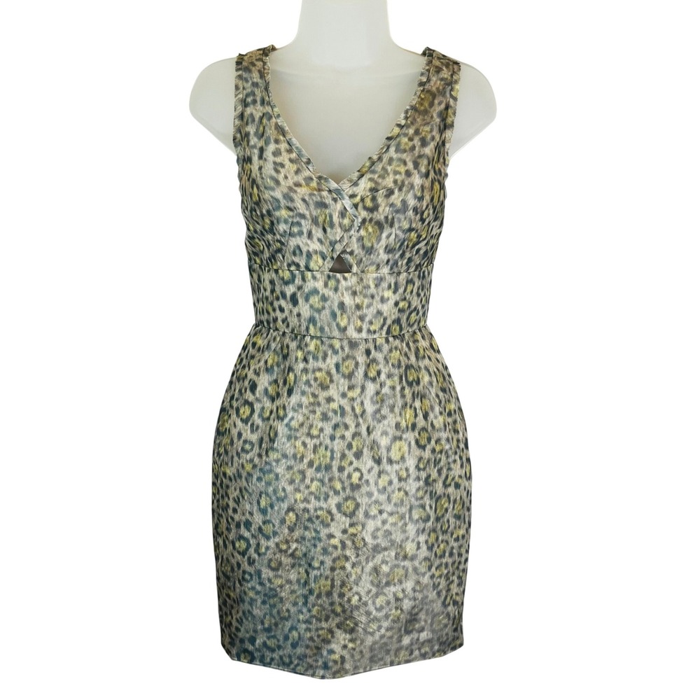 NWT Z Spoke Zac Posen‎ Leopard Print Dress Size 4 Green Cocktail Wedding Guest
